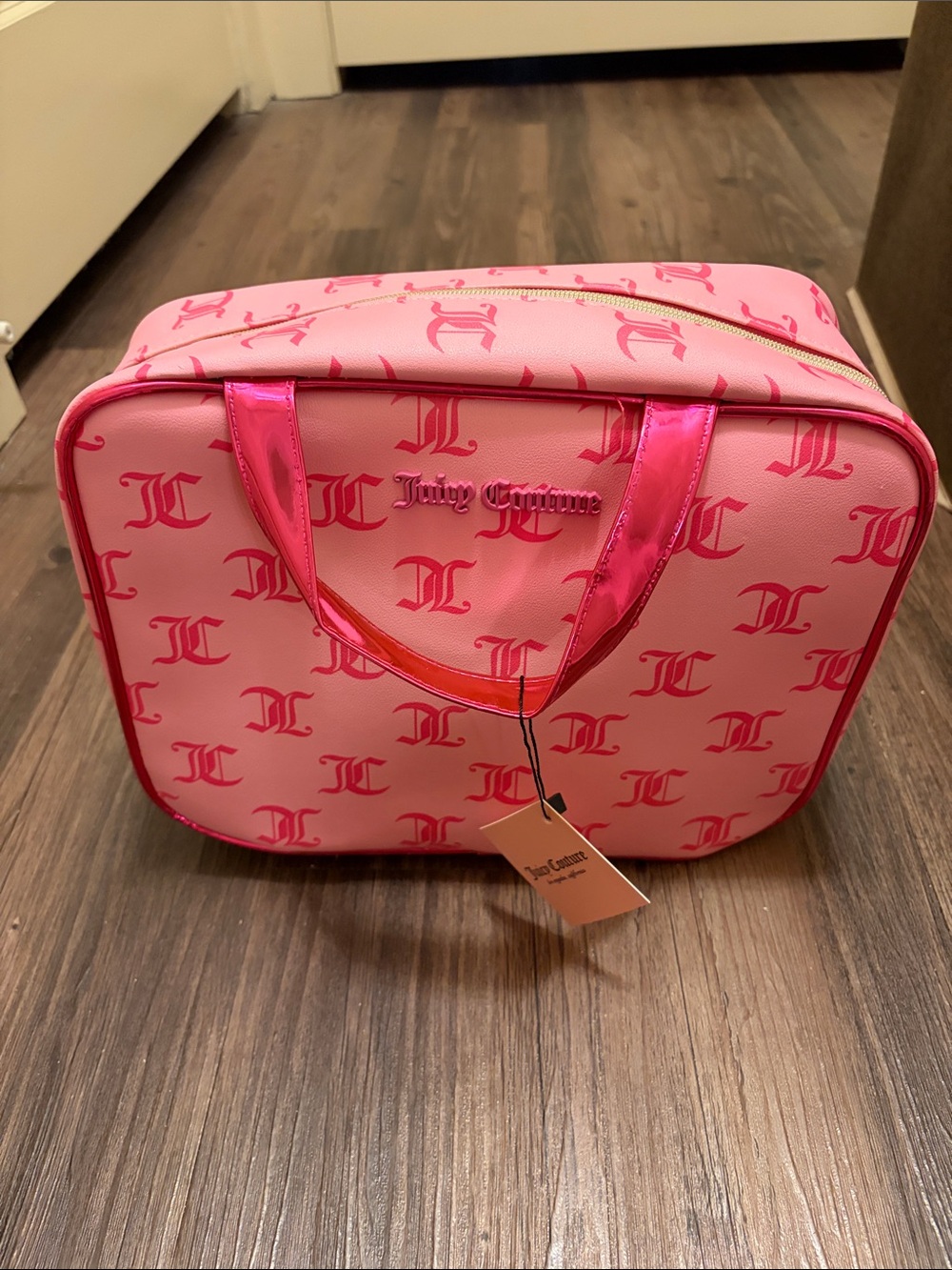 Juicy Couture NWT Pink Monogram Weekender Makeup Bag